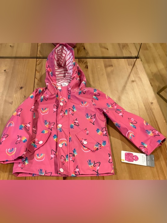 Berkley Jensen Other - NEW Berkeley Jensen Kids Pink Unicorn & Rainbow Hooded Rain Jacket Size 4T